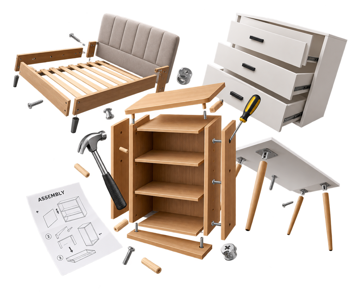 Furniture assembly professional working on furniture
